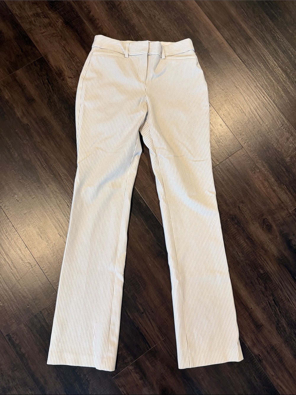 Express Cream Pinstripe Wide-Leg Jeans